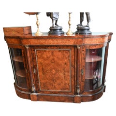 Victorian Walnut Credenza Marquetry Inlay Cabinet Chest 1860