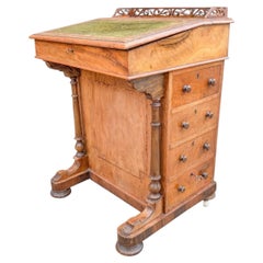 Victorian Walnut Davenport Desk England, 1860s Antique 19th Century