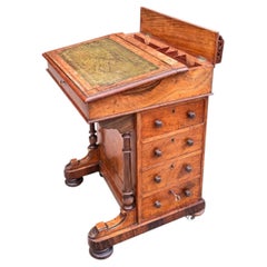 Victorian Walnut Davenport Desk England, 1860s Antique 19th Century
