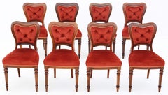 Victorian Walnut Dining Chairs: Set of 8, Antique Quality, 19th Century