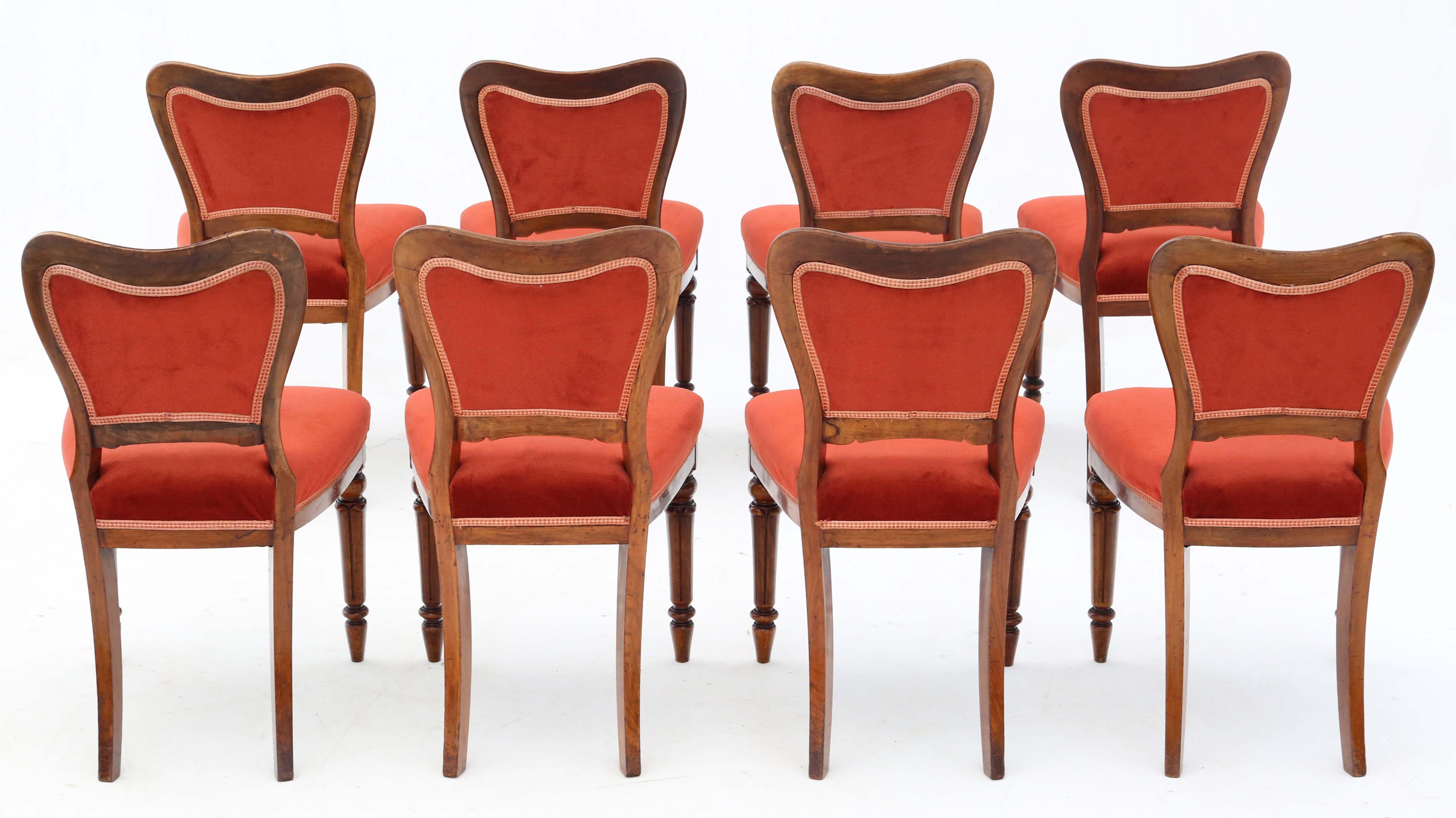 Victorian Walnut Dining Chairs: Set of 8, Antique Quality, 19th Century In Good Condition In Wisbech, Cambridgeshire