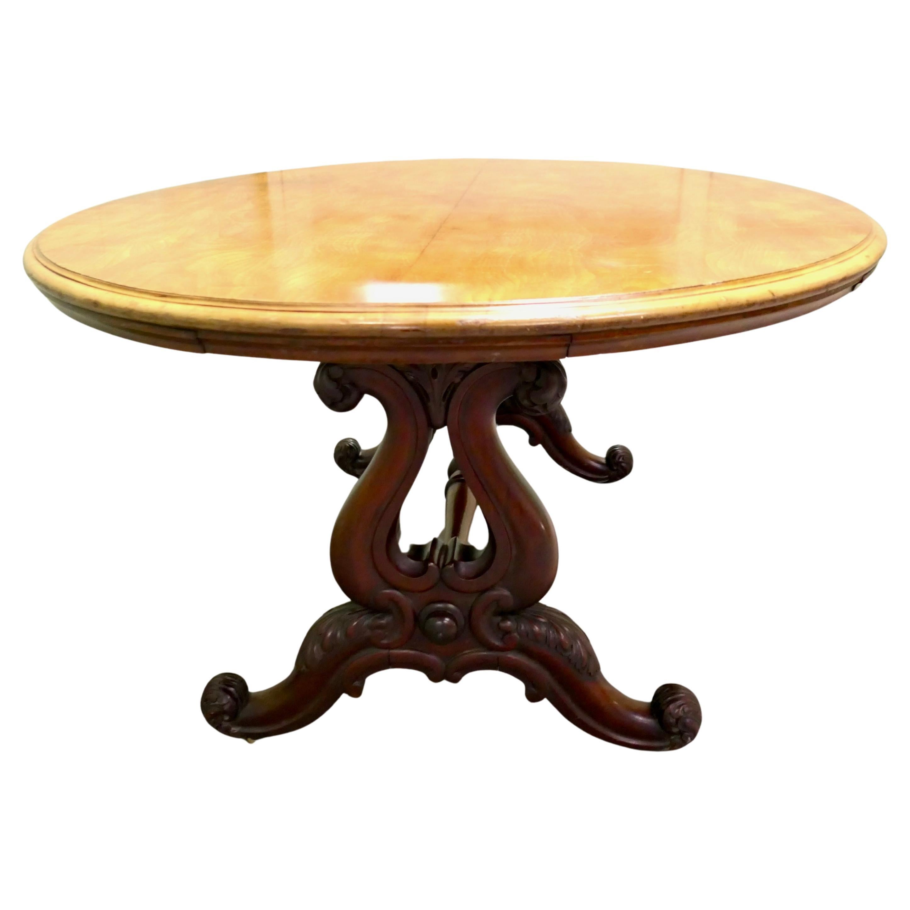 Victorian Walnut Dining or Oval Centre Table For Sale