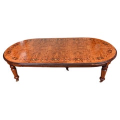 Victorian Walnut Dining Table Marquetry Inlay 10 Seater