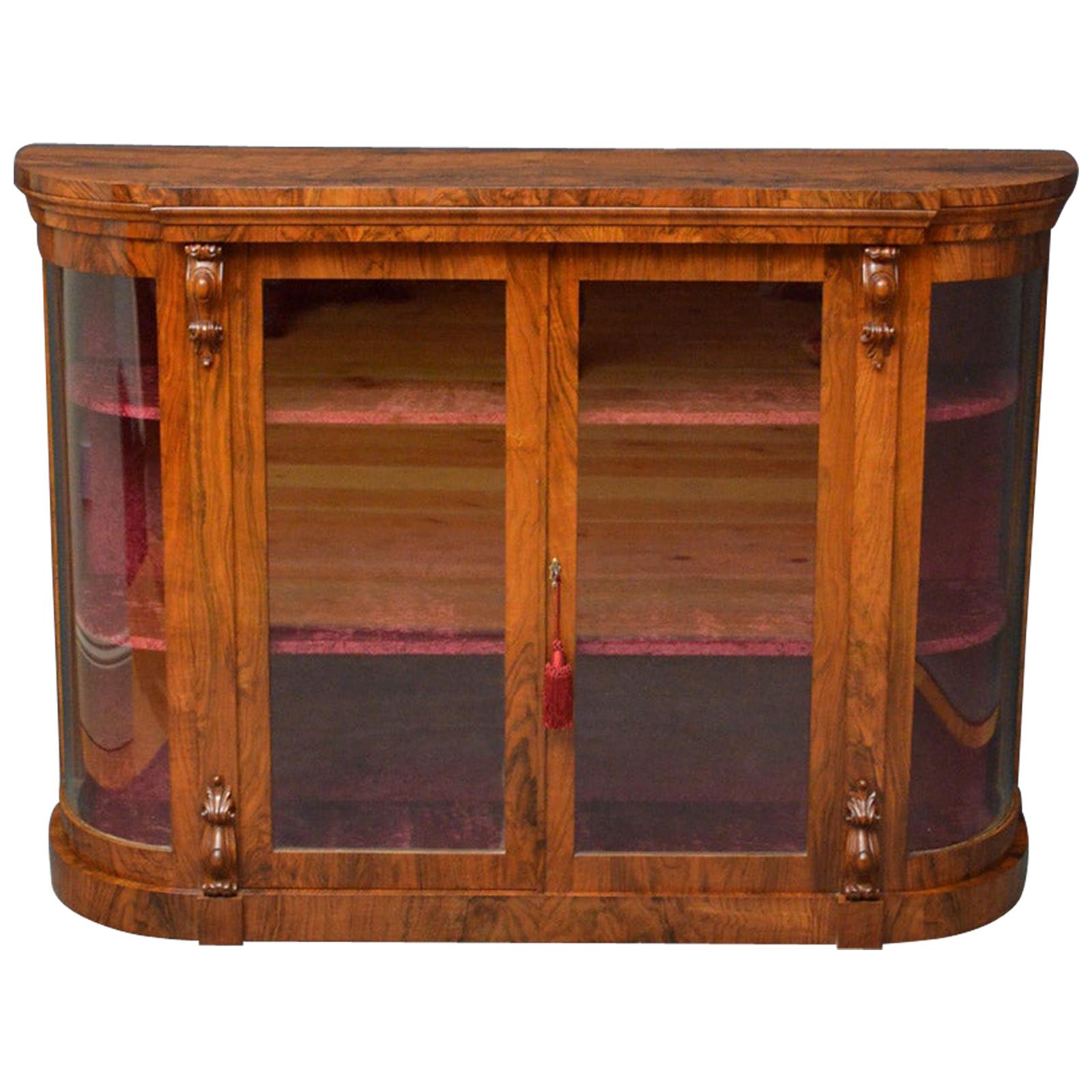 Victorian Walnut Display Cabinet, Credenza
