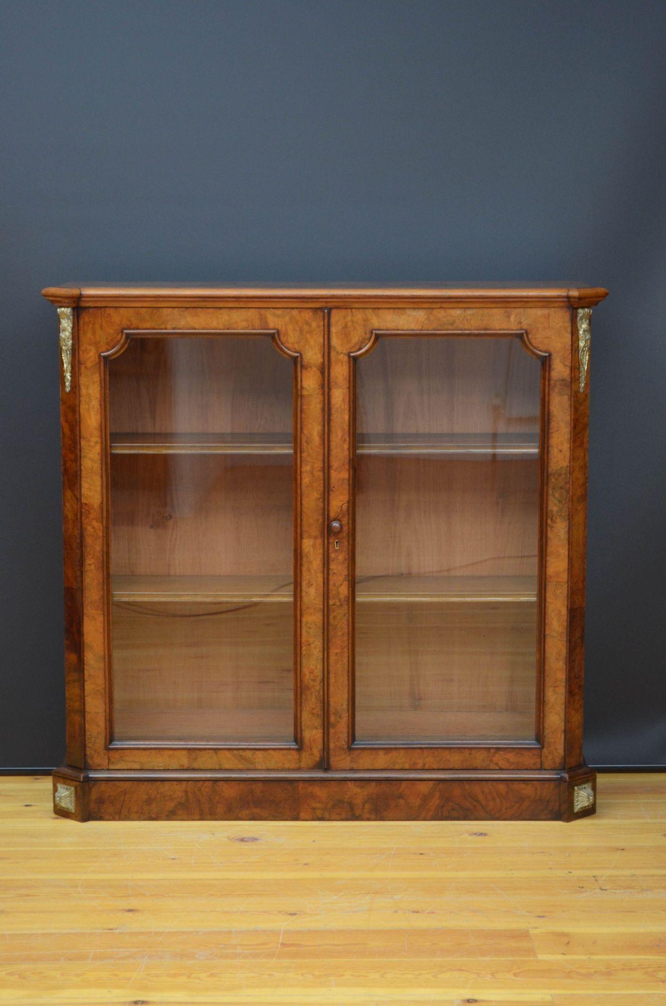 19th Century Victorian Walnut Display Cabinet or Bookcase For Sale