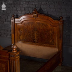 Victorian Walnut Double Bed with Carved Finials