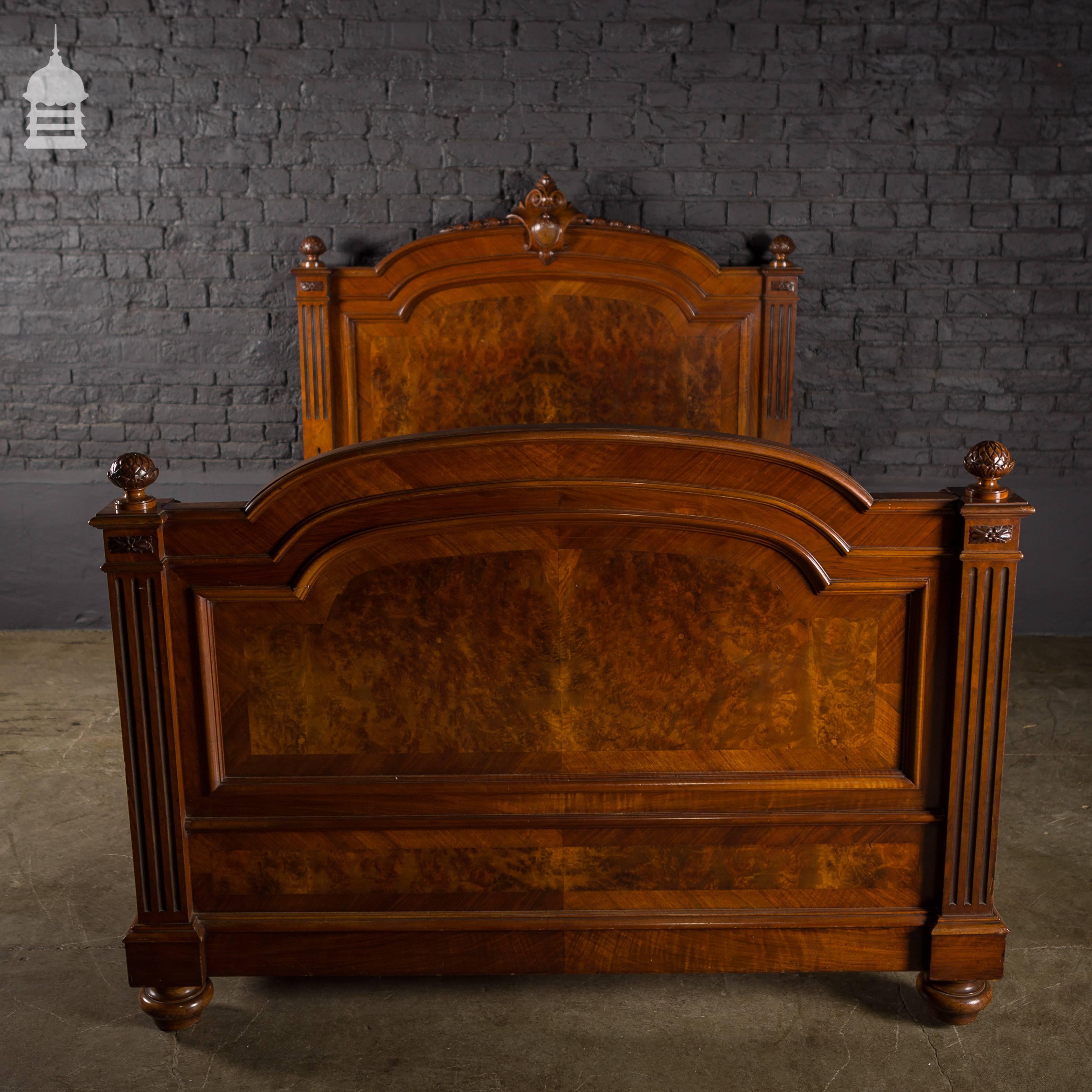 Victorian Walnut Double Bed with Carved Finials For Sale 1