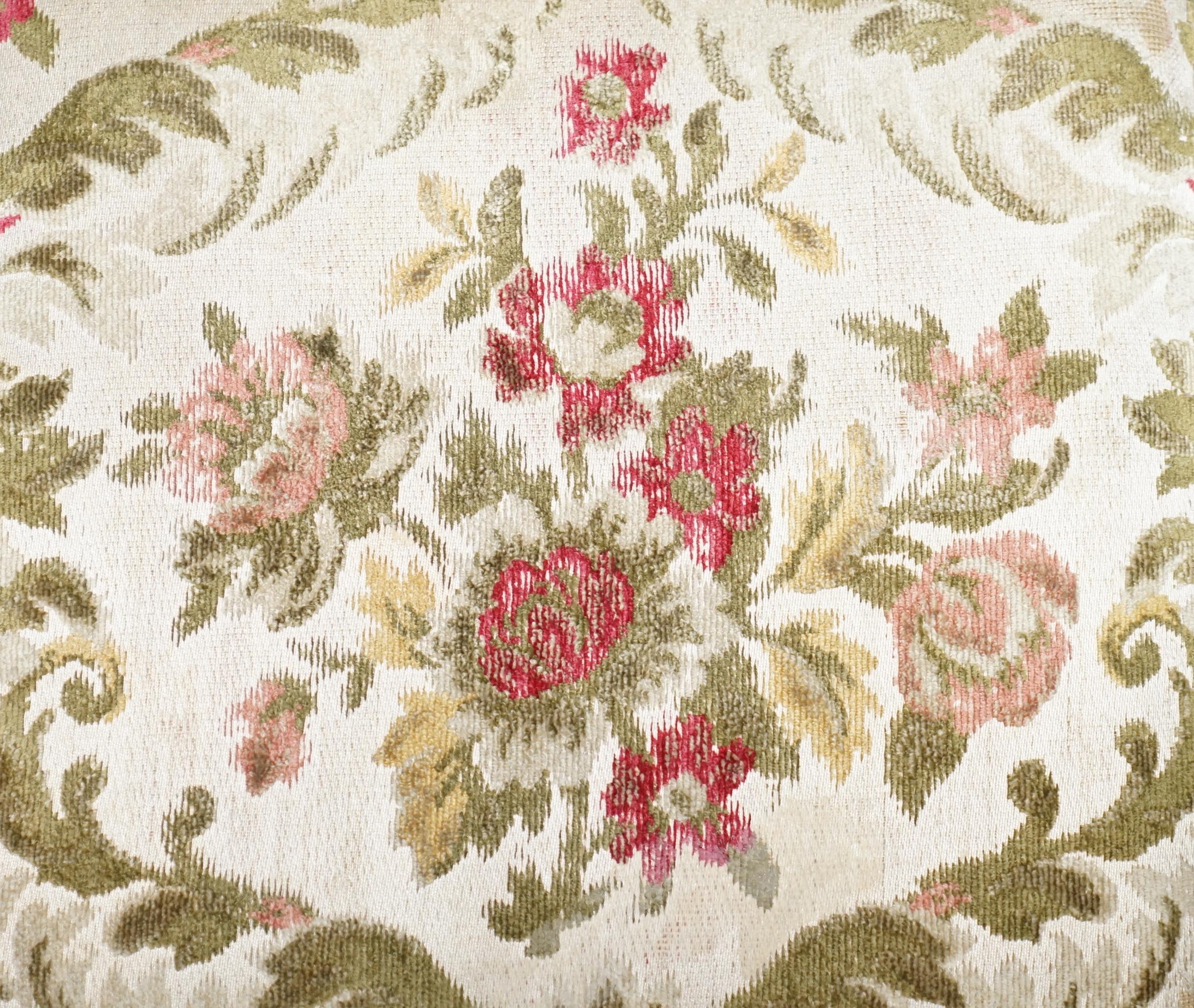 Hand-Crafted Victorian Walnut Embroidered Footstool with Tapered Ottoman Sides Lovely Find