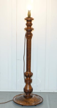 Victorian Walnut Empire Pillar Large Table Top Small Floor Standing Lamp Convert