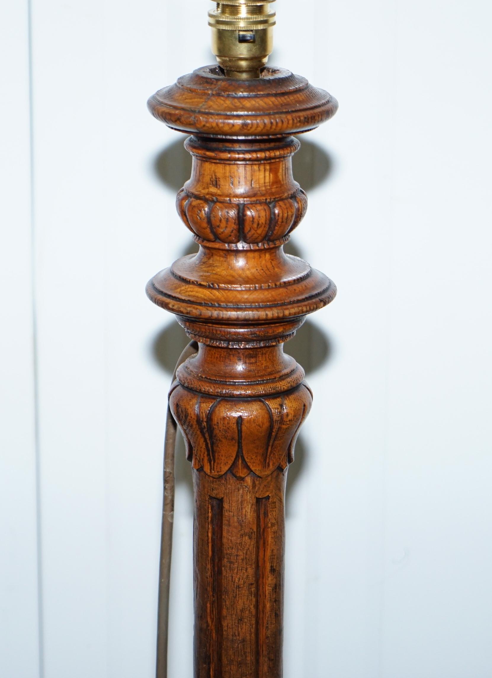 British Victorian Walnut Empire Pillar Large Table Top Small Floor Standing Lamp Convert