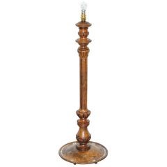 Antique Victorian Walnut Empire Pillar Large Table Top Small Floor Standing Lamp Convert