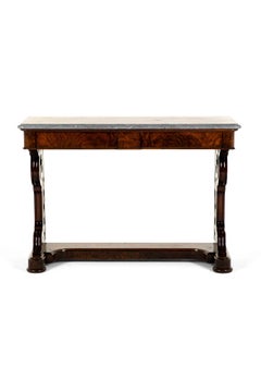 Victorian Walnut Entrance Hall Side Table with Marble Top