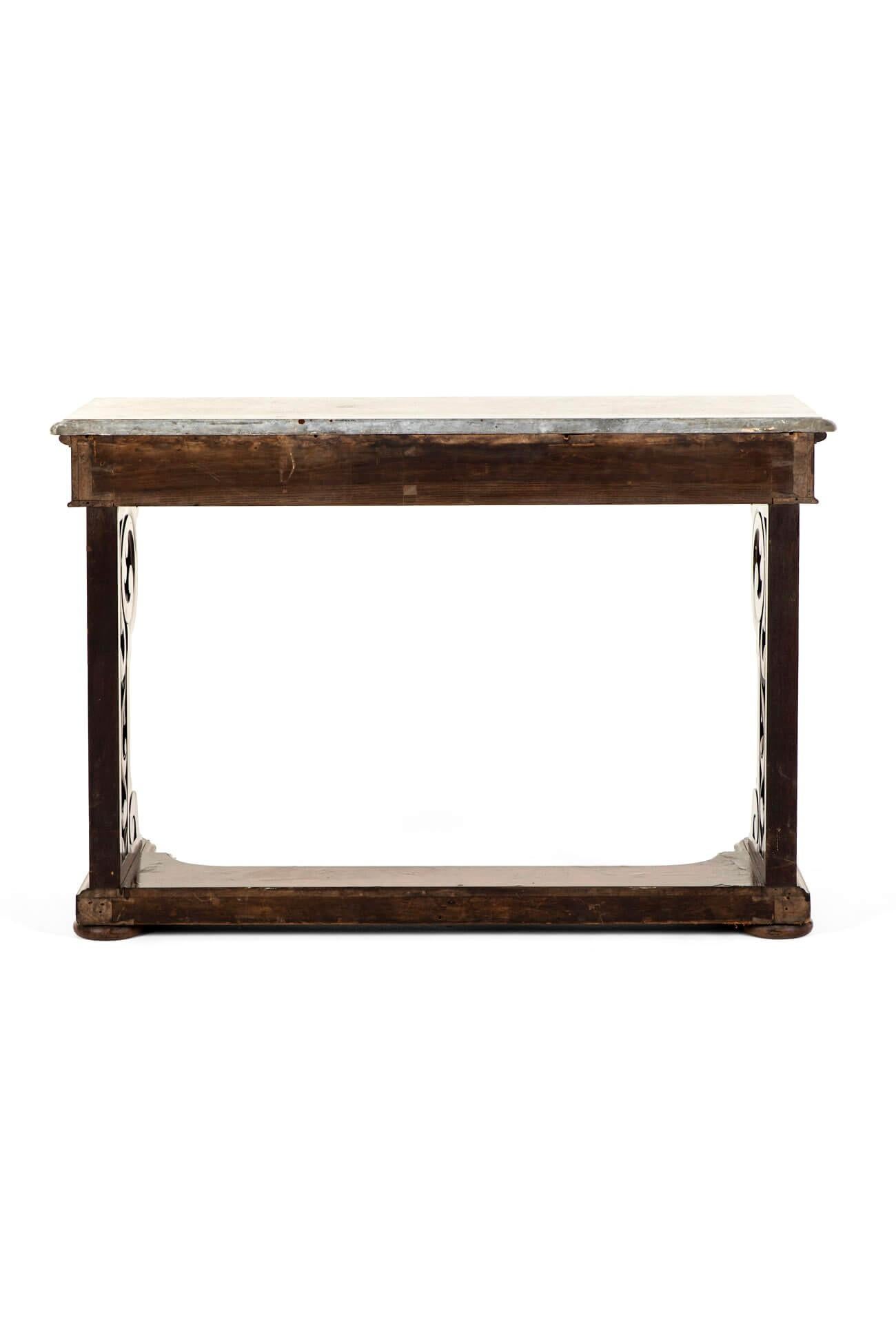 High Victorian Victorian Walnut Entrance Hall Side Table with Marble Top For Sale