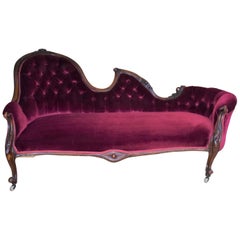Antique Victorian Walnut Framed Chaise Longue