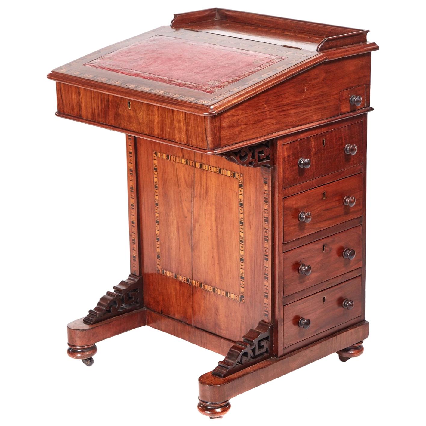 Antique Davenport Desk, Inlaid Burr Walnut Desk, Victorian, Scotland