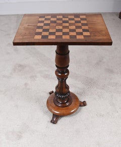 Victorian Walnut Games Table Inlaid Chess Board 1840