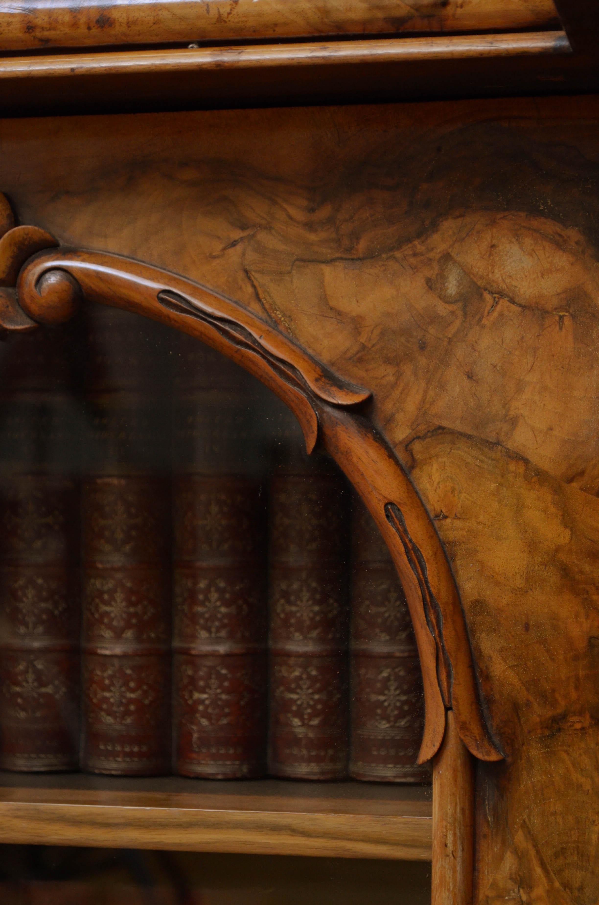 Victorian Walnut Glazed Bookcase 7