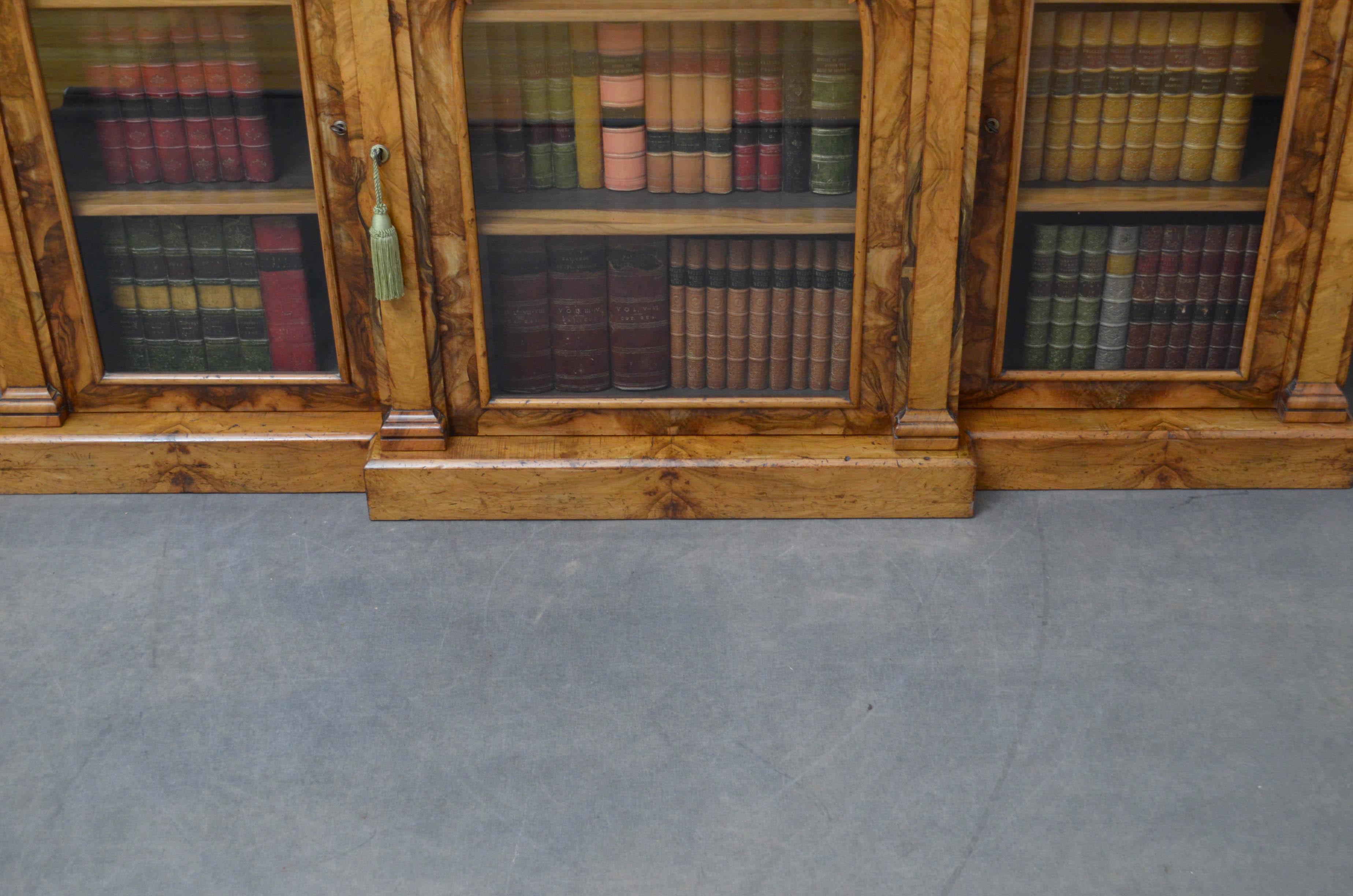 Victorian Walnut Glazed Bookcase 10