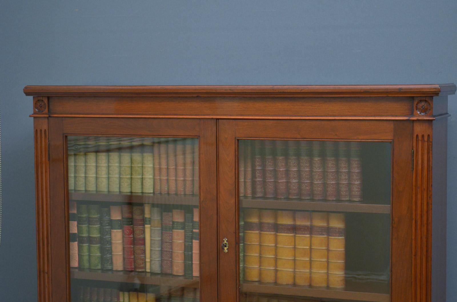 Late Victorian Victorian Walnut Glazed Bookcase