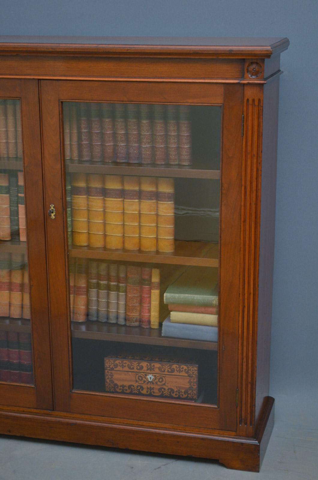 English Victorian Walnut Glazed Bookcase