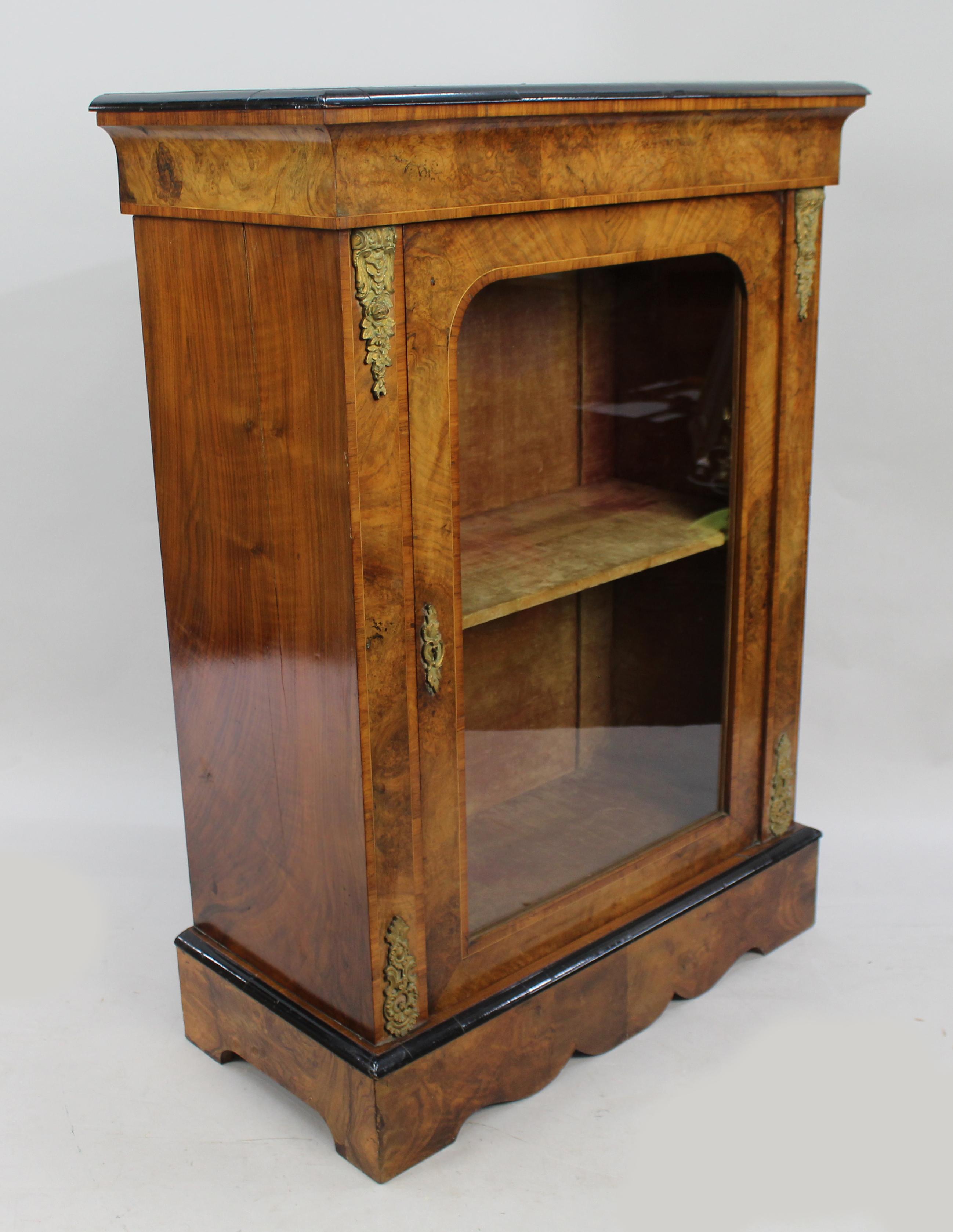 Victorian Walnut Glazed Pier Side Cabinet For Sale 1