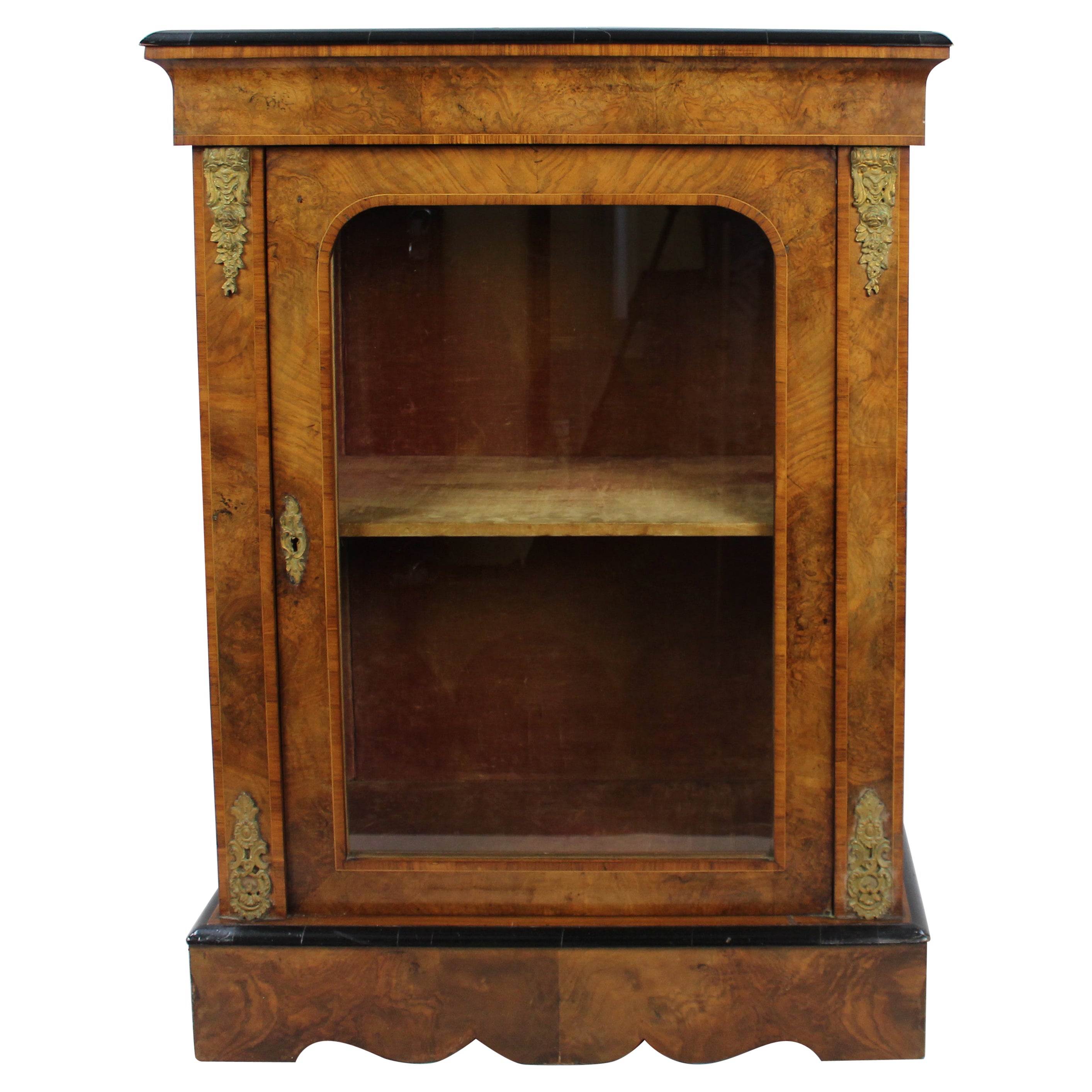 Victorian Walnut Glazed Pier Side Cabinet