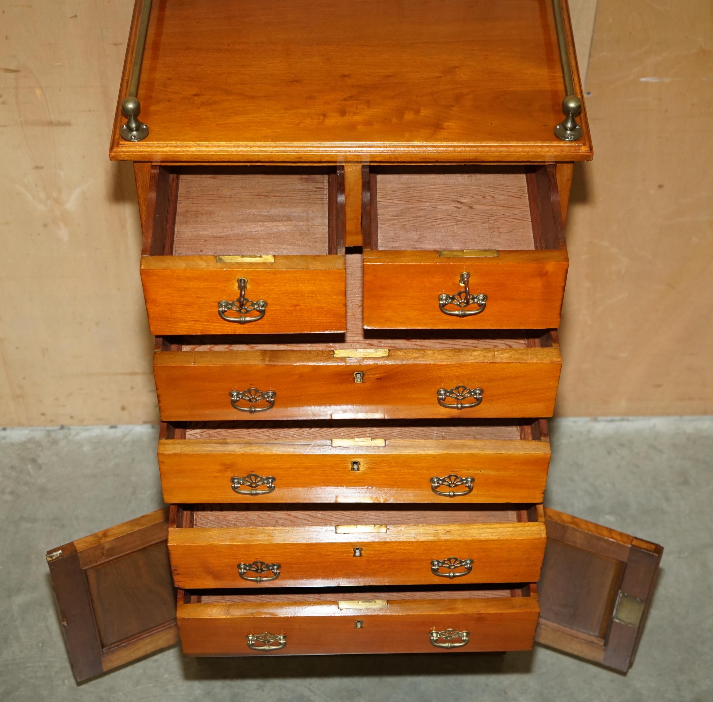 VICTORiAN WALNUT HAND CARVED TALLBOY CHEST OF DRAWERS CUPBOARD WITH GALLERY RAIL For Sale 4