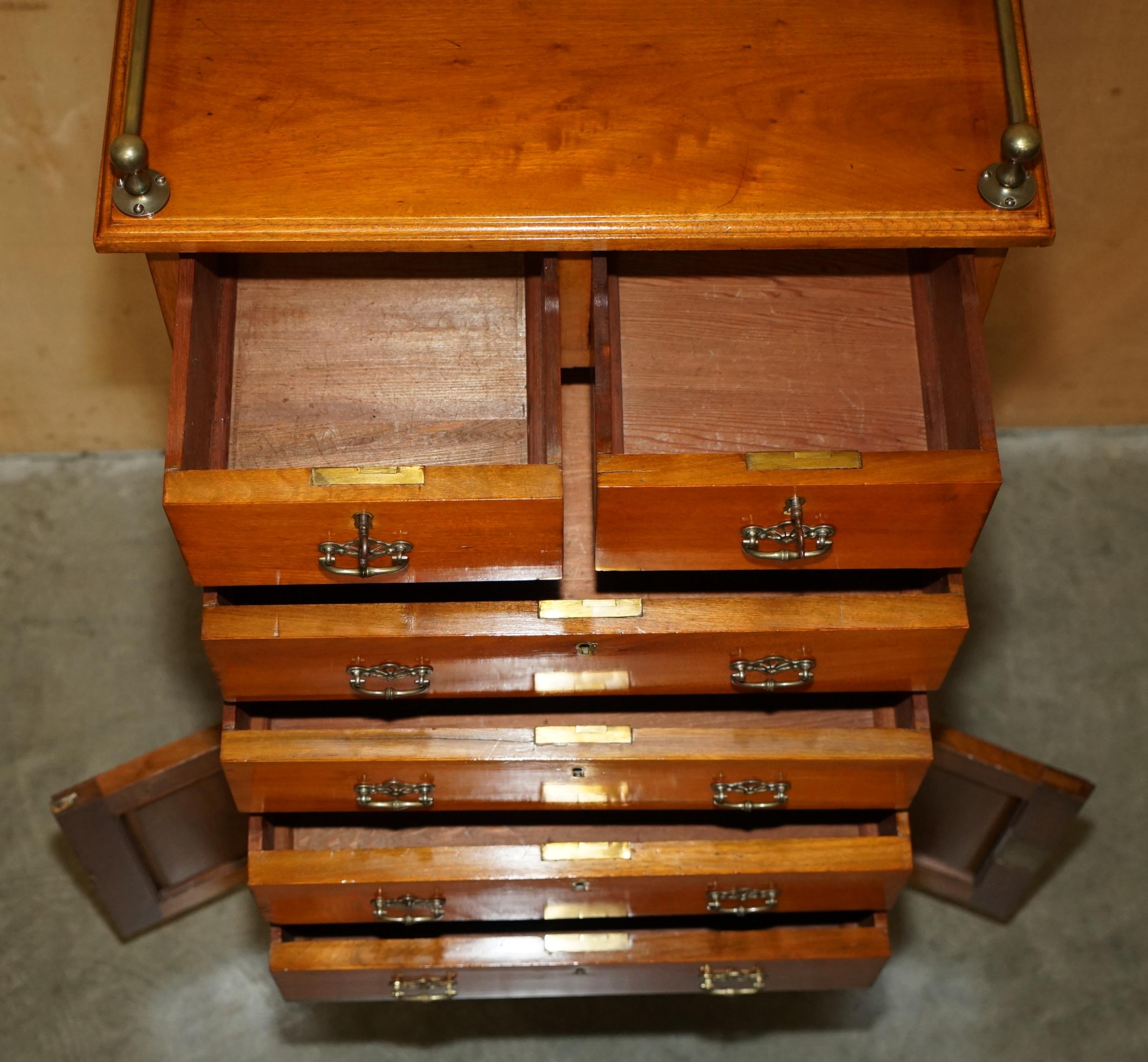 VICTORiAN WALNUT HAND CARVED TALLBOY CHEST OF DRAWERS CUPBOARD WITH GALLERY RAIL For Sale 5