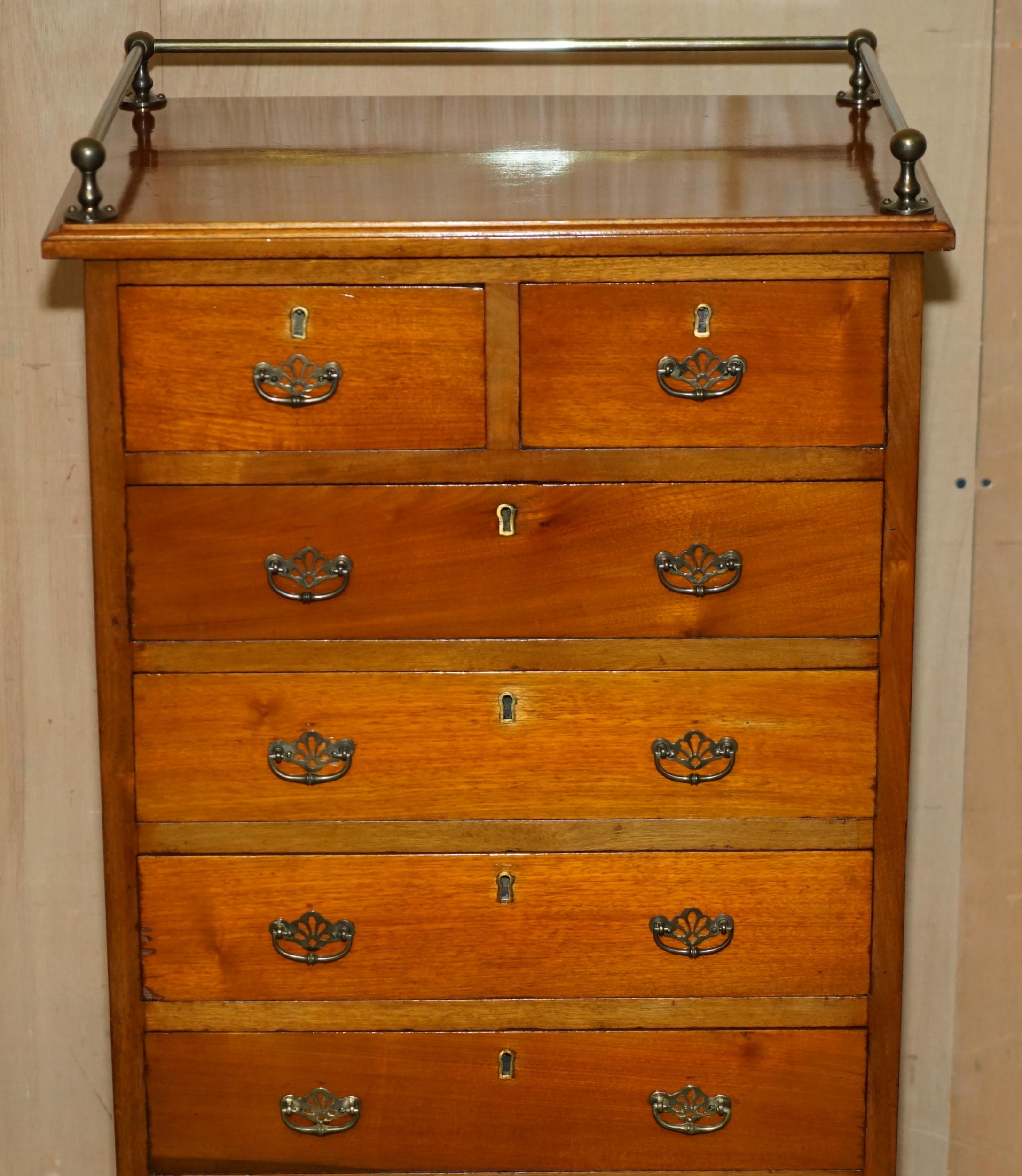 High Victorian VICTORiAN WALNUT HAND CARVED TALLBOY CHEST OF DRAWERS CUPBOARD WITH GALLERY RAIL For Sale