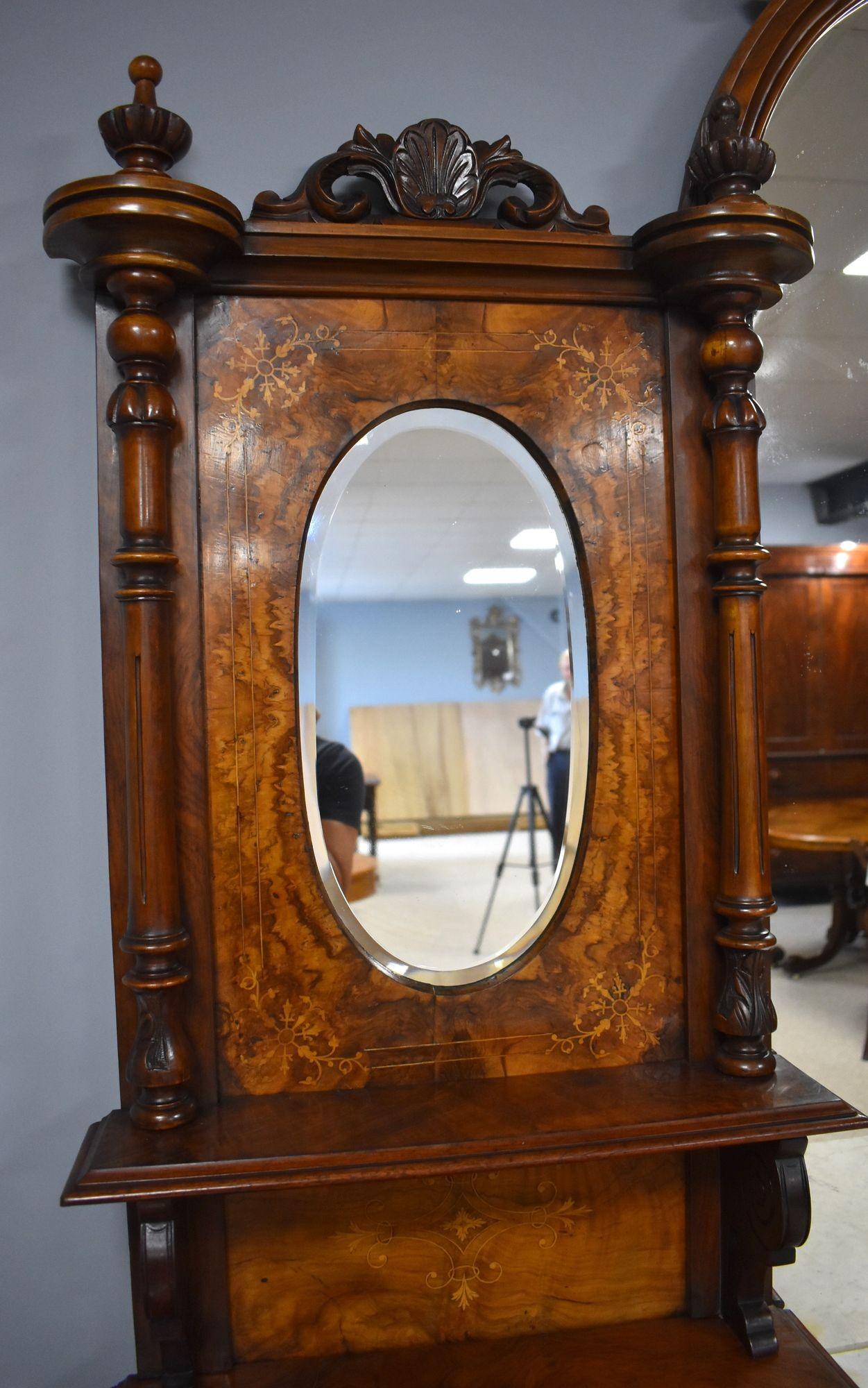 Victorian Walnut Inlaid Mirror Back Sideboard 4