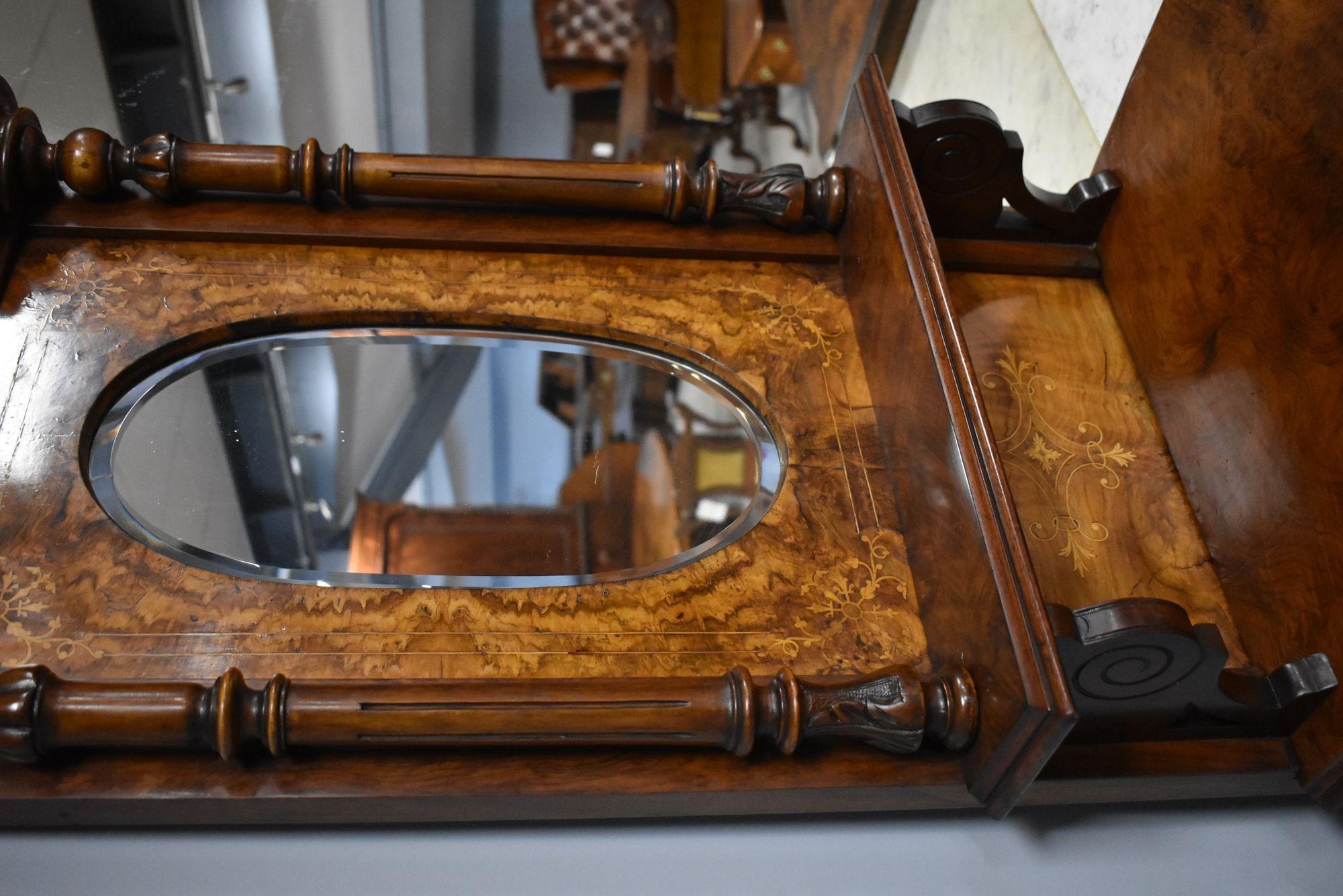 Victorian Walnut Inlaid Mirror Back Sideboard 7