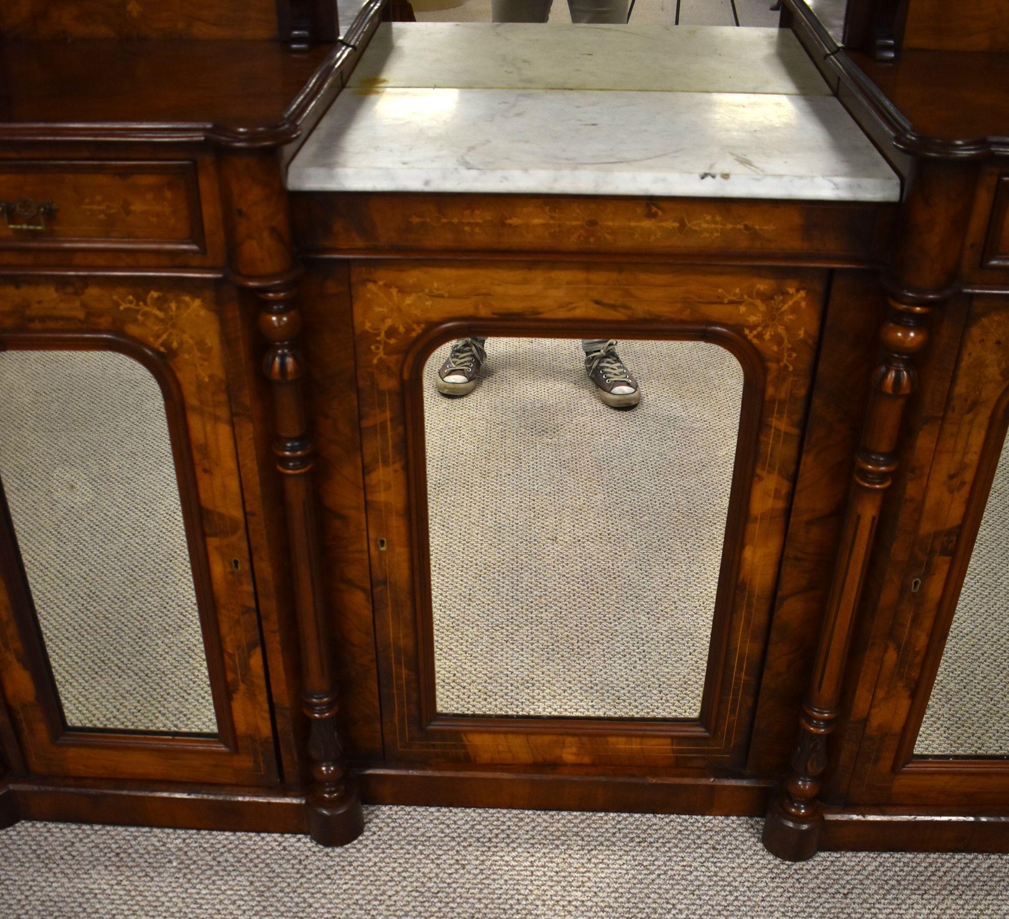 Victorian Walnut Inlaid Mirror Back Sideboard 3