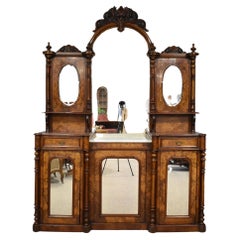Victorian Walnut Inlaid Mirror Back Sideboard