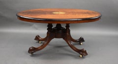 Victorian Walnut Inlaid Oval Coffee Table