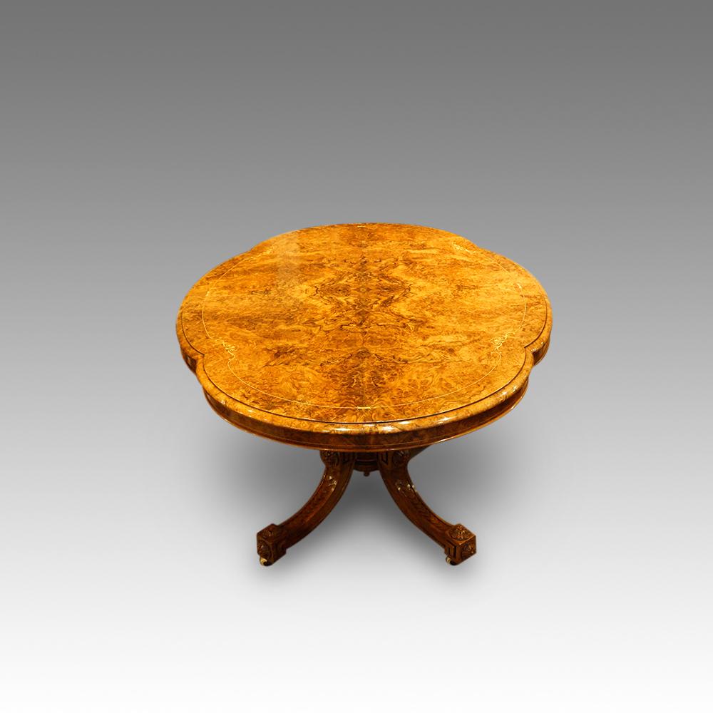 Victorian Walnut Inlaid Shaped Loo Table 4