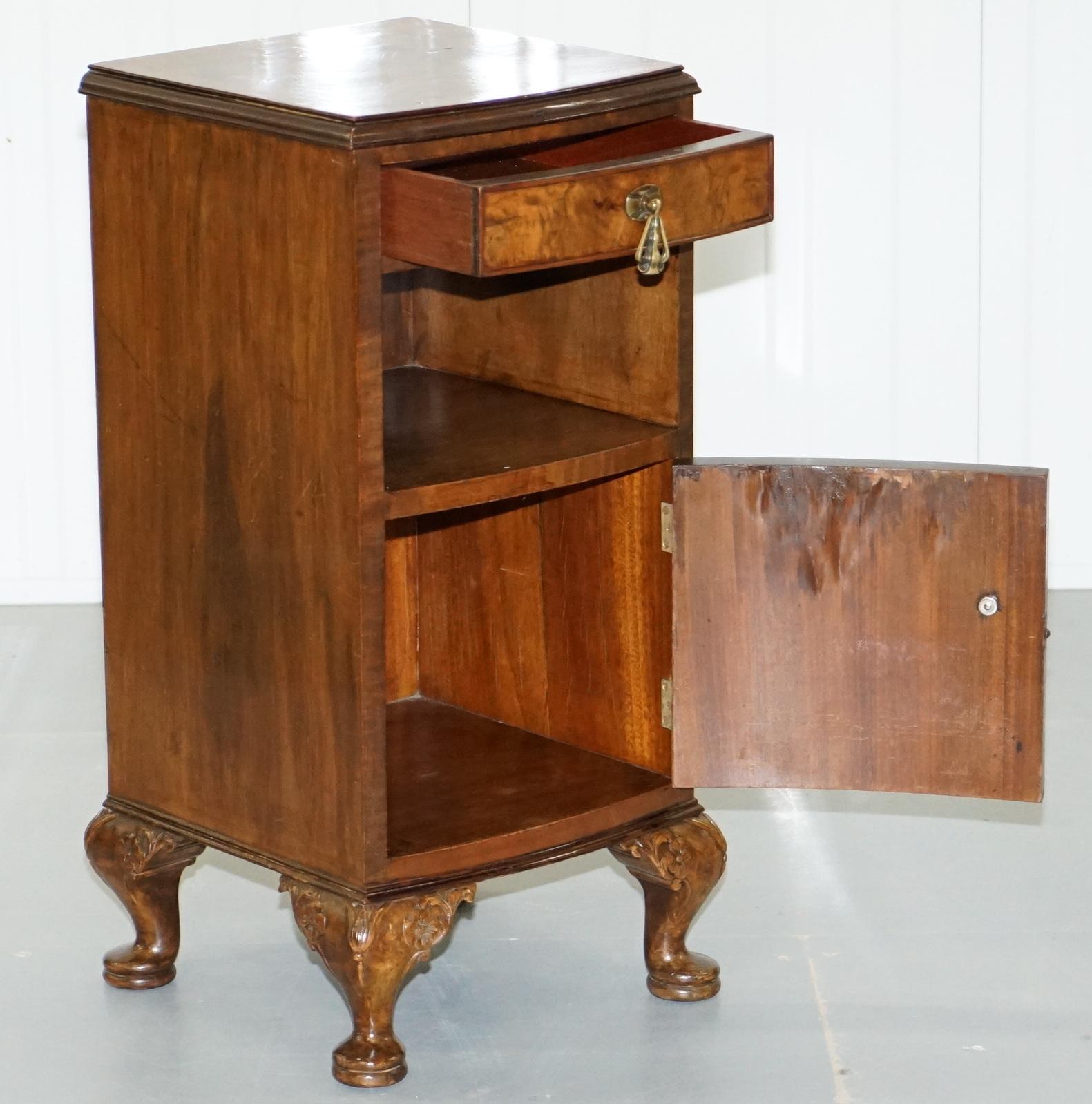 Victorian Walnut Irish Cabriolet Legs Bedside Table Dressing Table Available 12