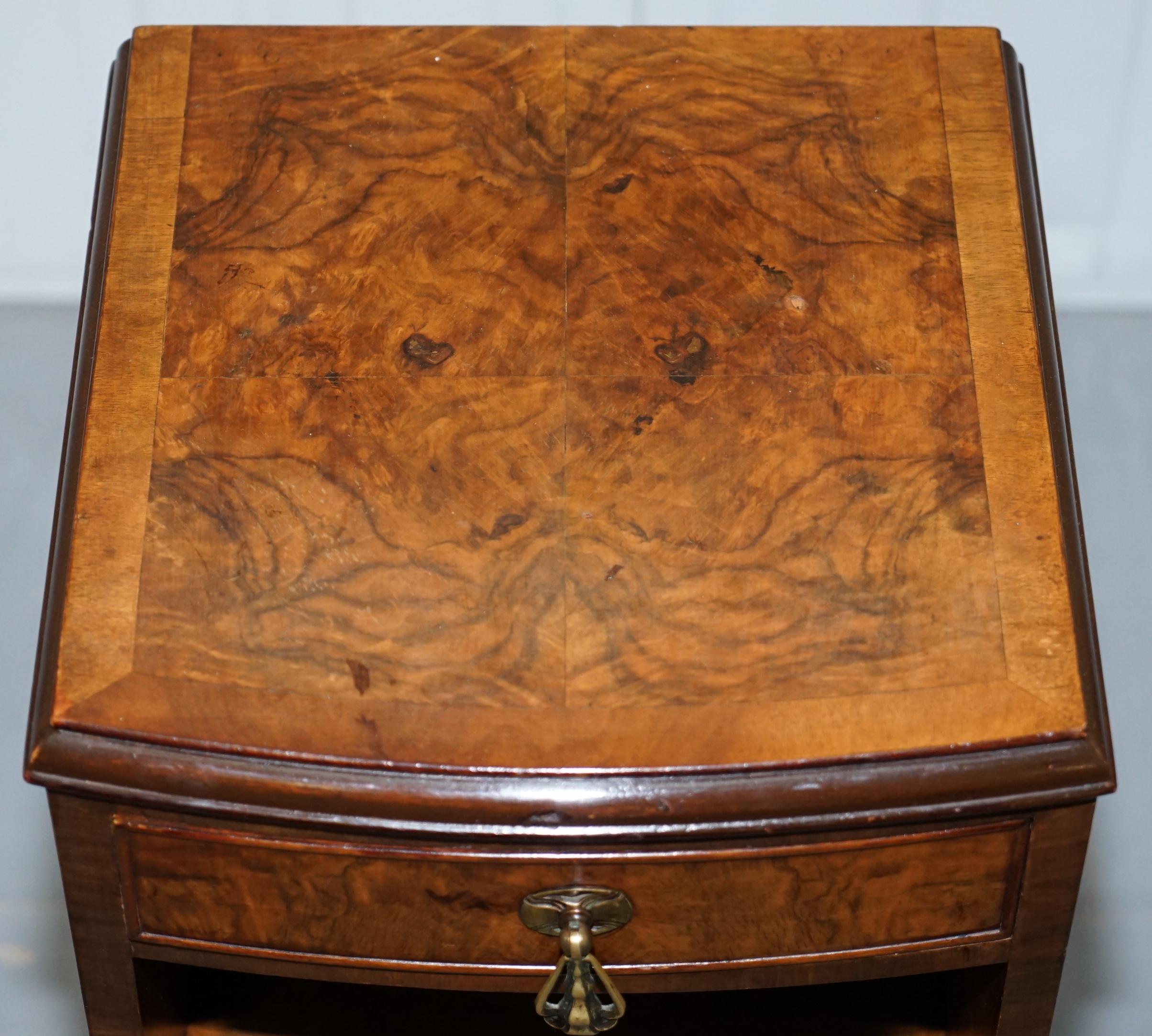 Hand-Carved Victorian Walnut Irish Cabriolet Legs Bedside Table Dressing Table Available