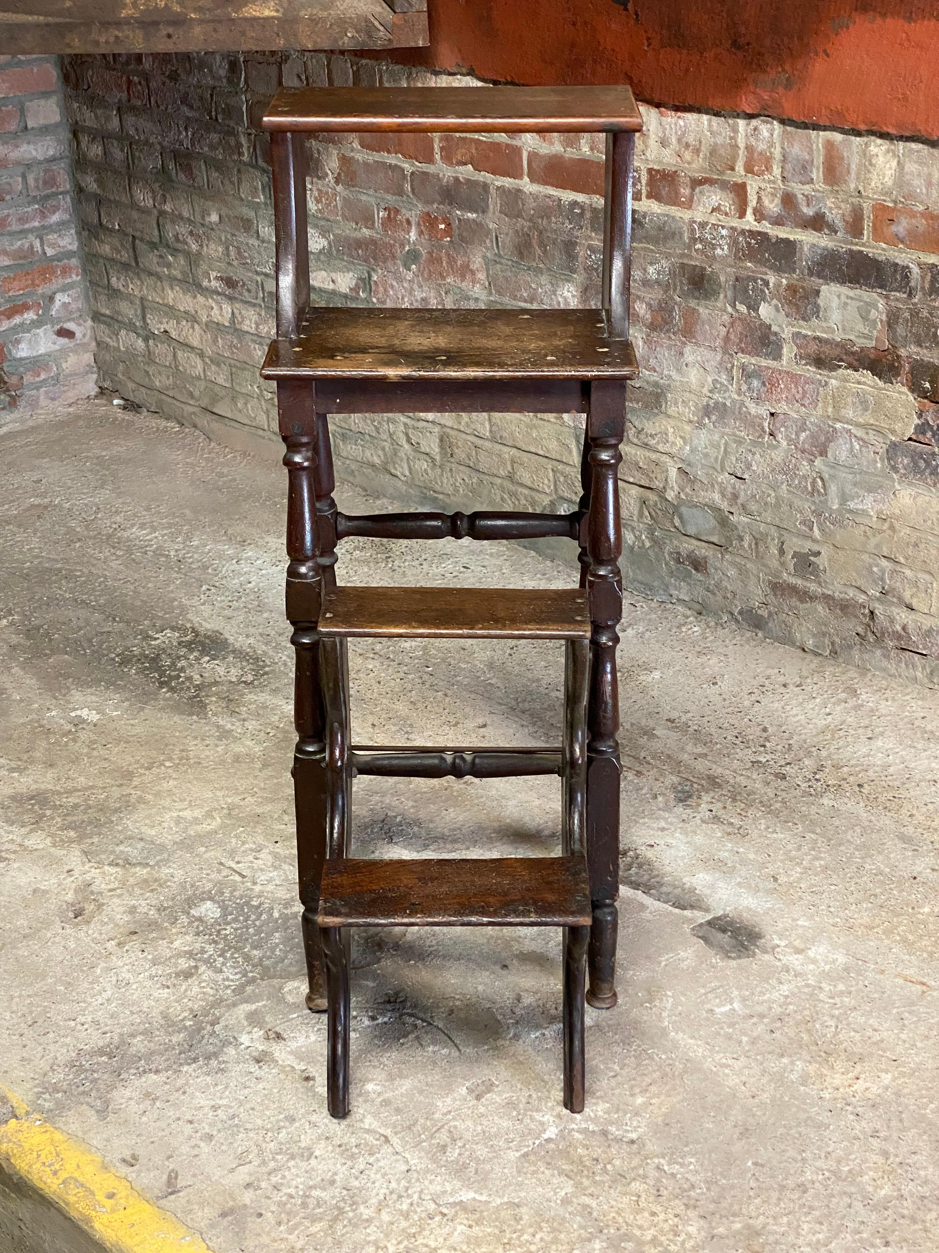 Late Victorian Victorian Walnut Library Step