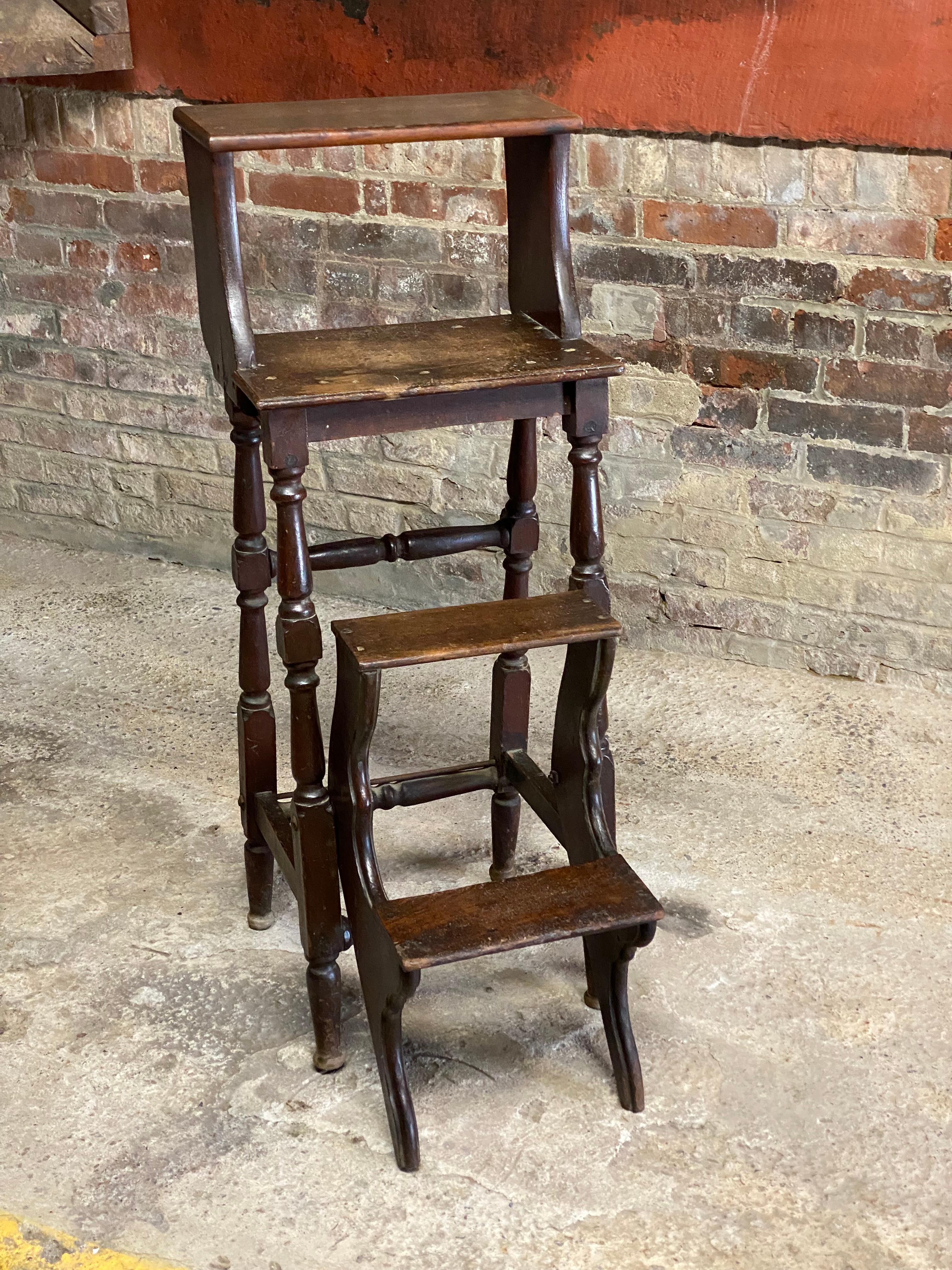 American Victorian Walnut Library Step For Sale