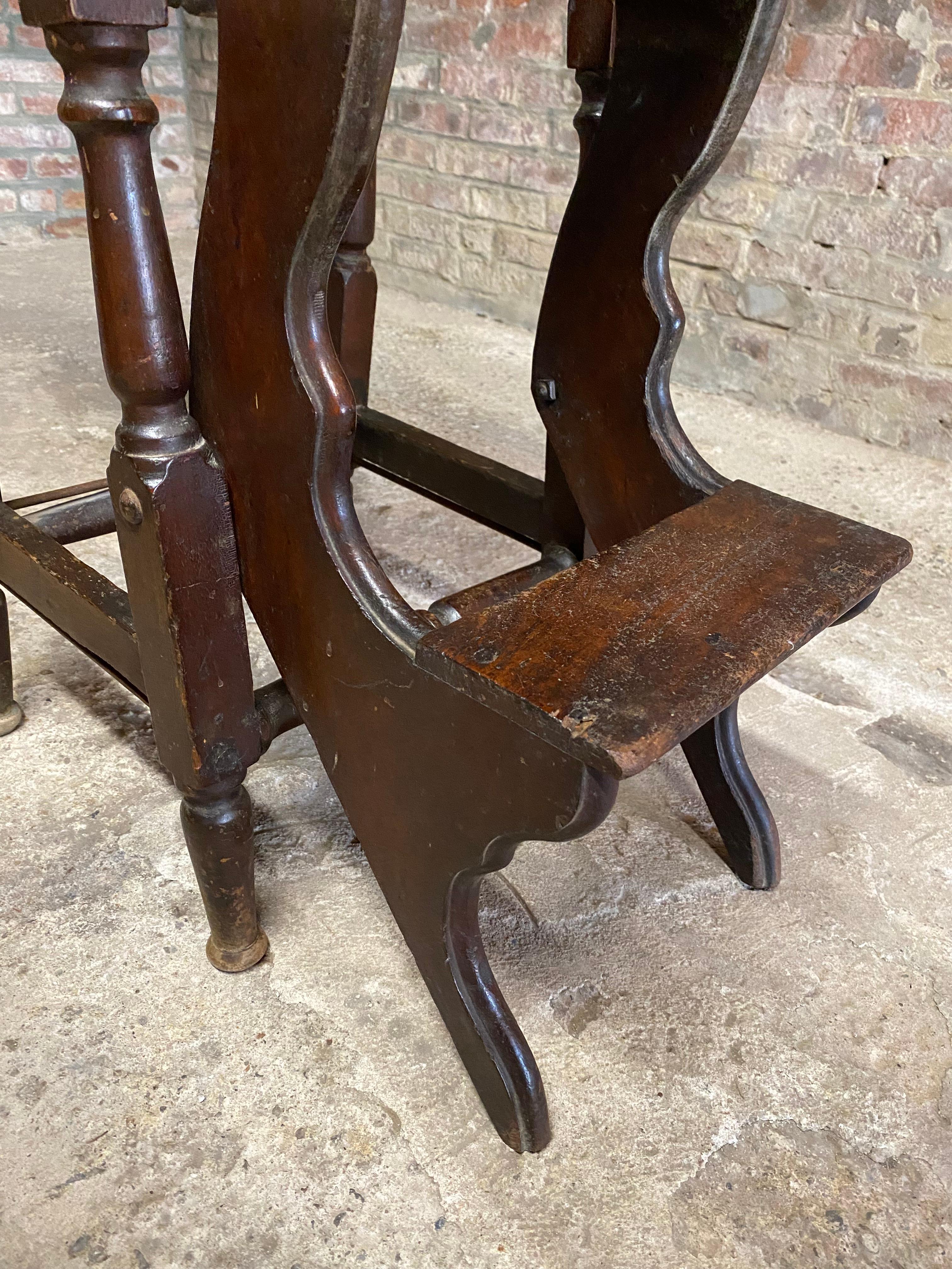 19th Century Victorian Walnut Library Step For Sale