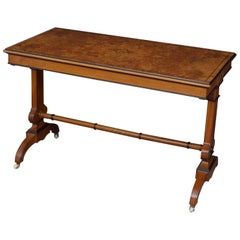 Victorian Walnut Library Table in the Manner of Lamb of Manchester