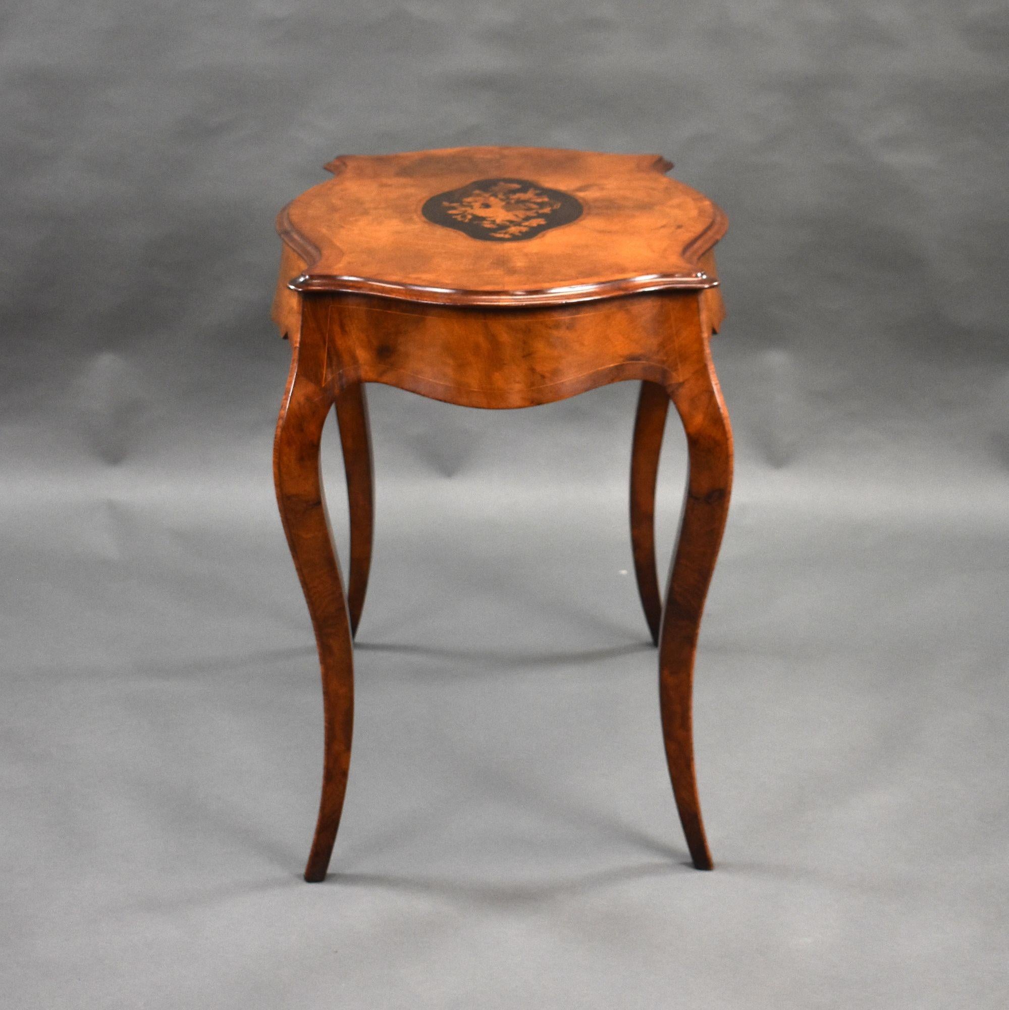 English Victorian Walnut Marquetry Centre Table For Sale