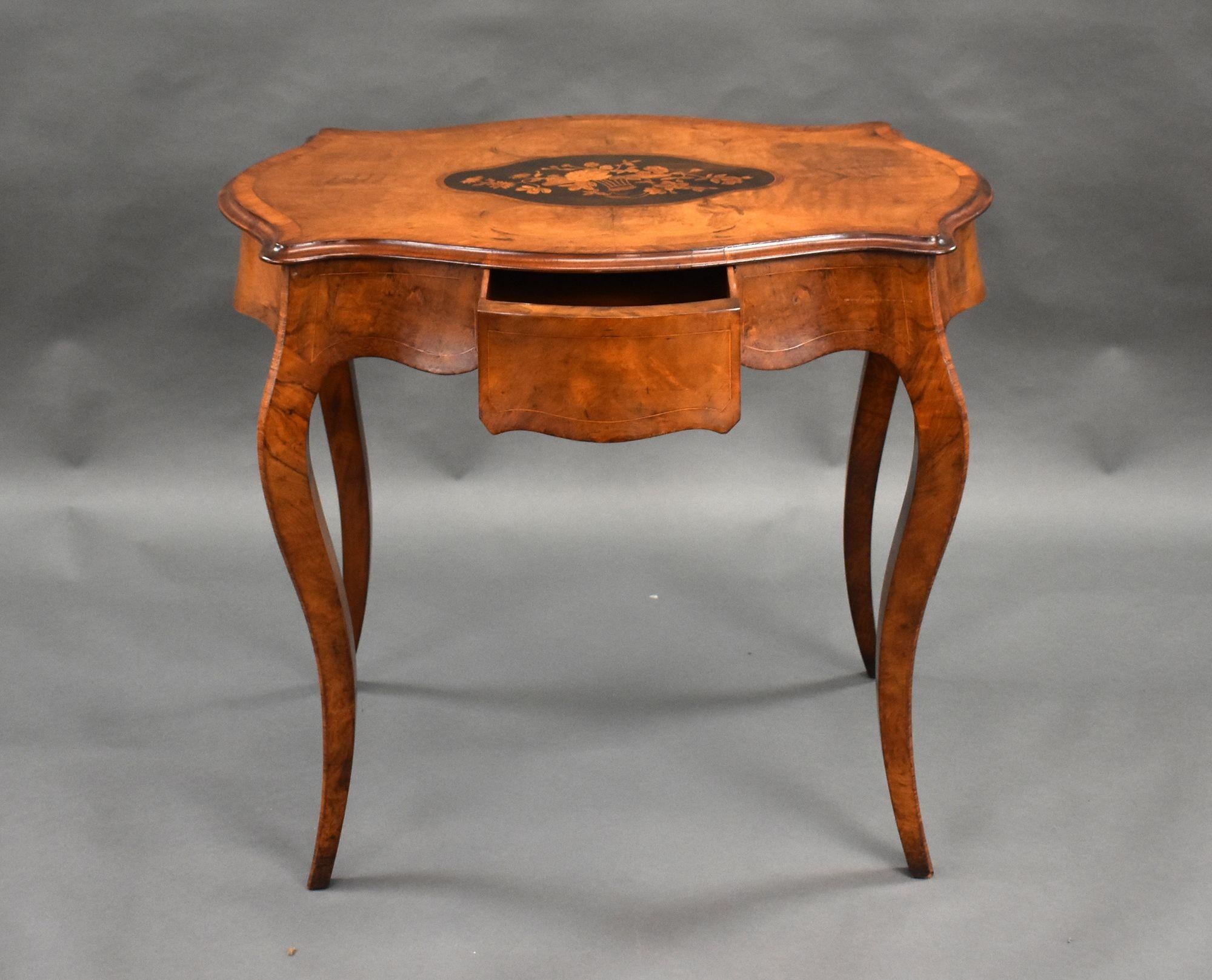 Victorian Walnut Marquetry Centre Table For Sale 2