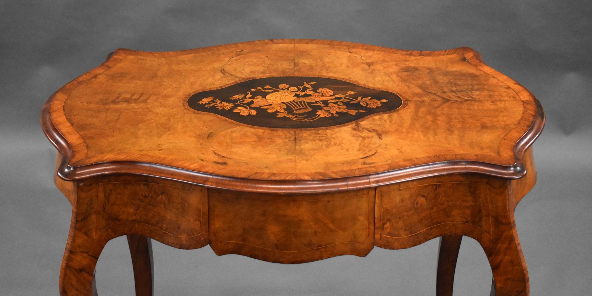 Victorian Walnut Marquetry Centre Table For Sale 3