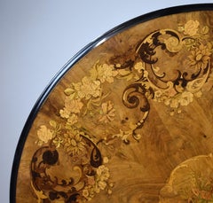 Victorian Walnut Marquetry Inlaid Circular Tilt Top Breakfast Table