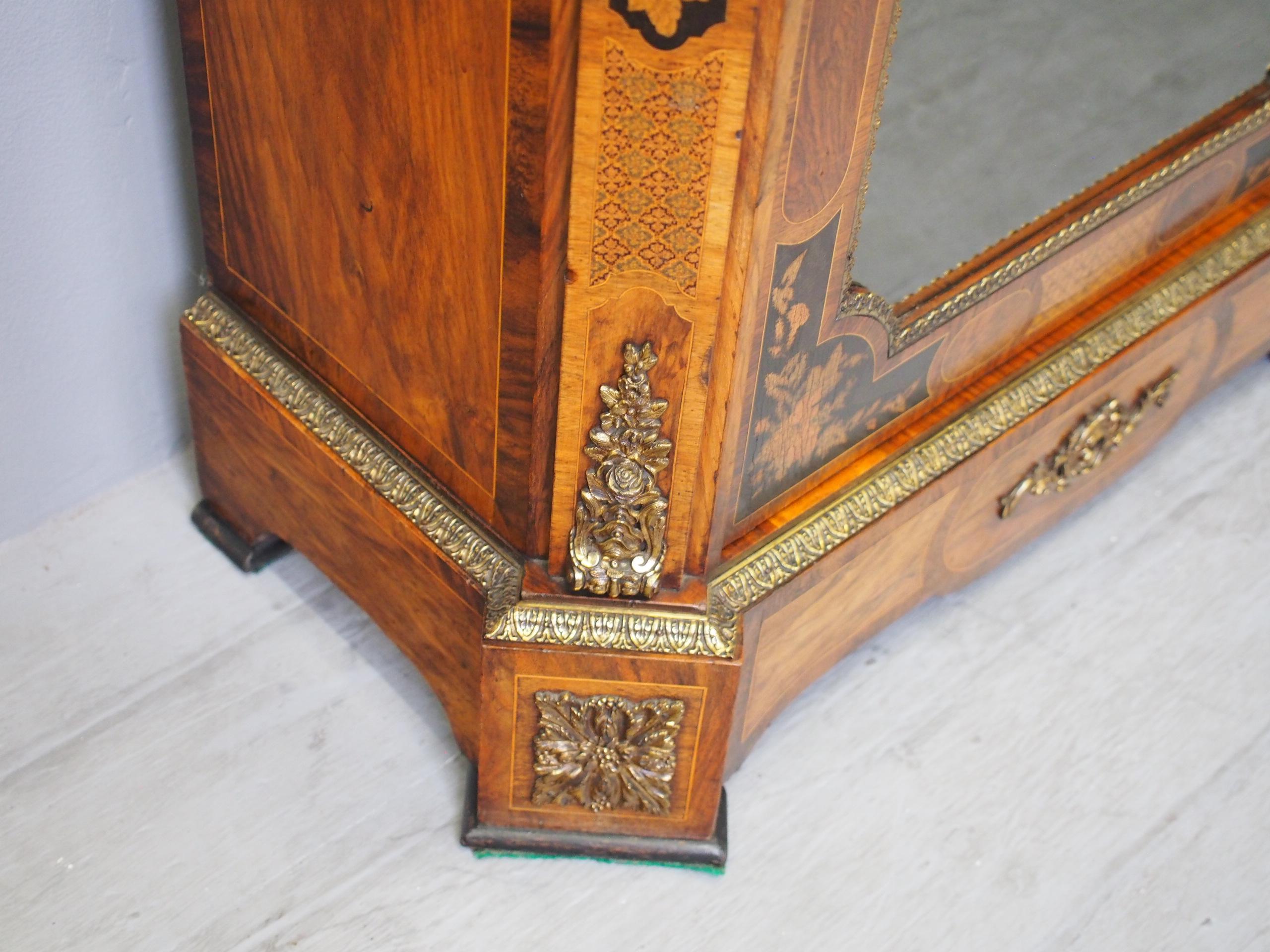Victorian Walnut Marquetry Inlaid Pier Cabinet For Sale 6