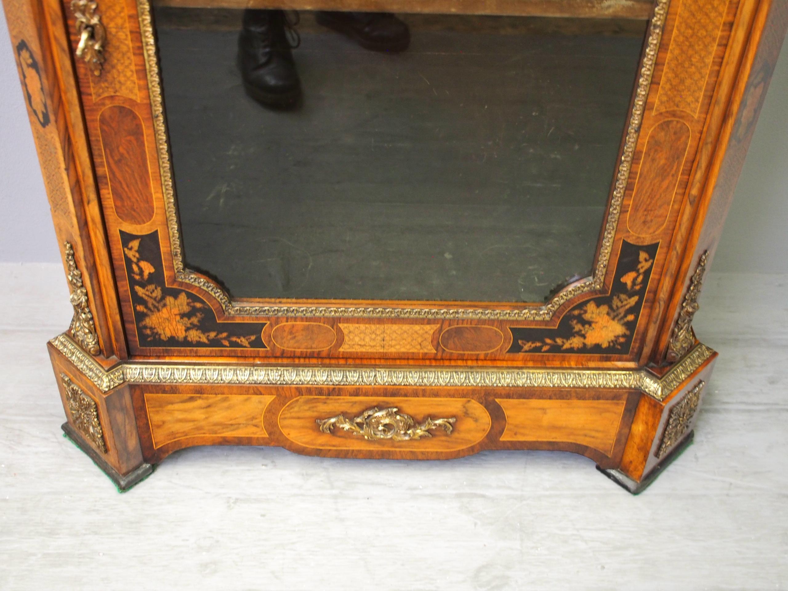 Victorian Walnut Marquetry Inlaid Pier Cabinet For Sale 7