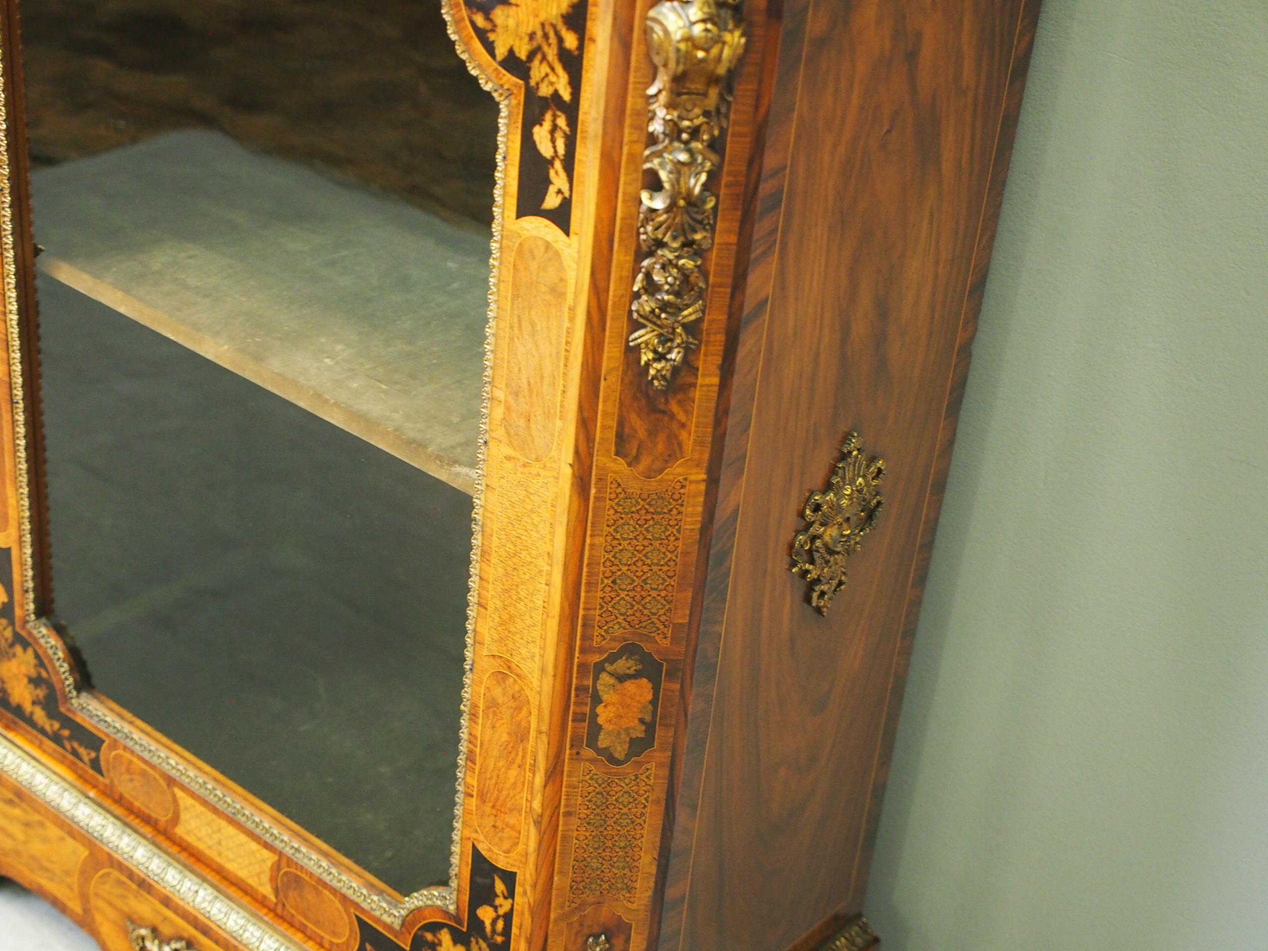 Victorian Walnut Marquetry Inlaid Pier Cabinet For Sale 8