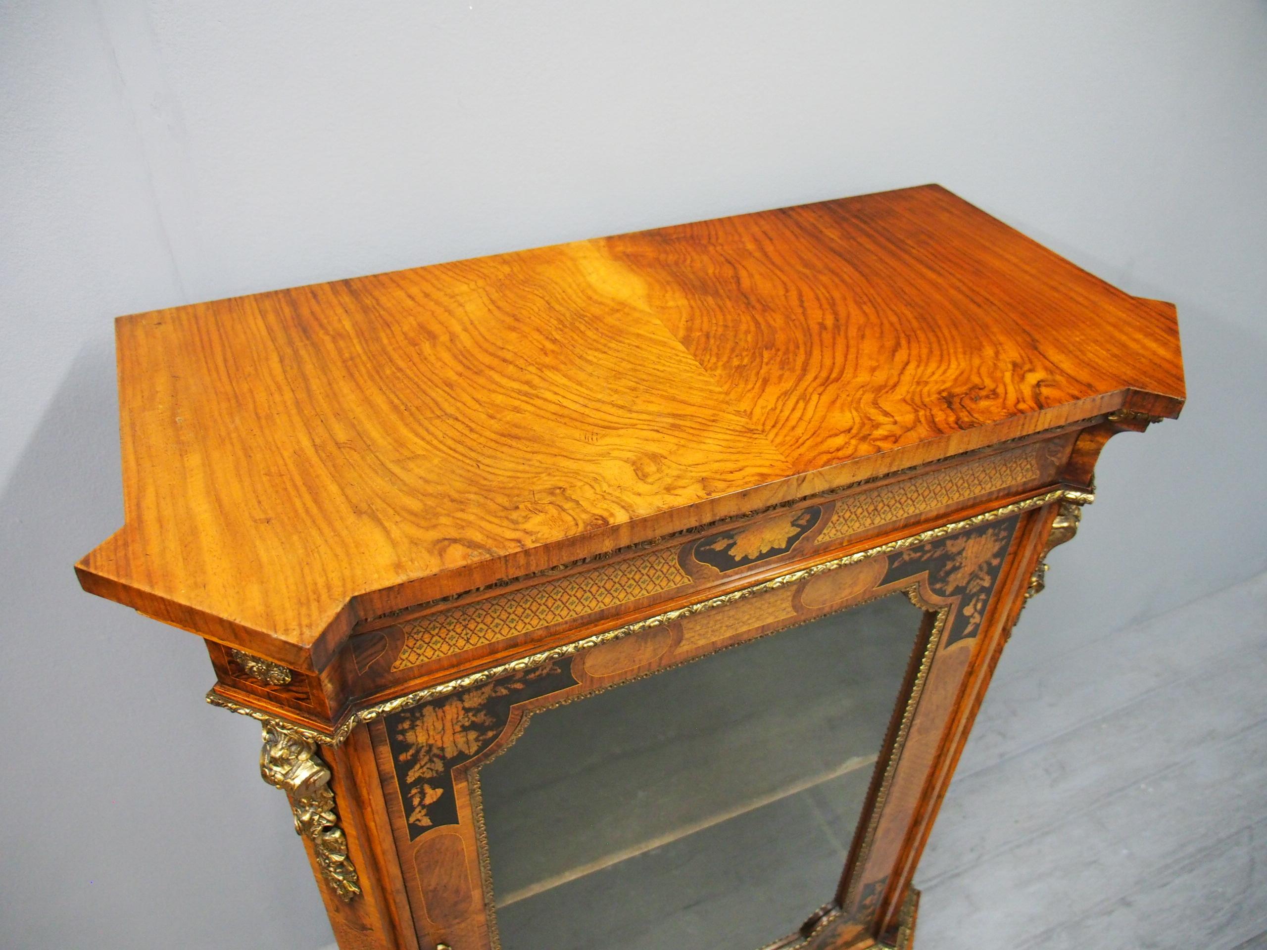 Victorian Walnut Marquetry Inlaid Pier Cabinet For Sale 10