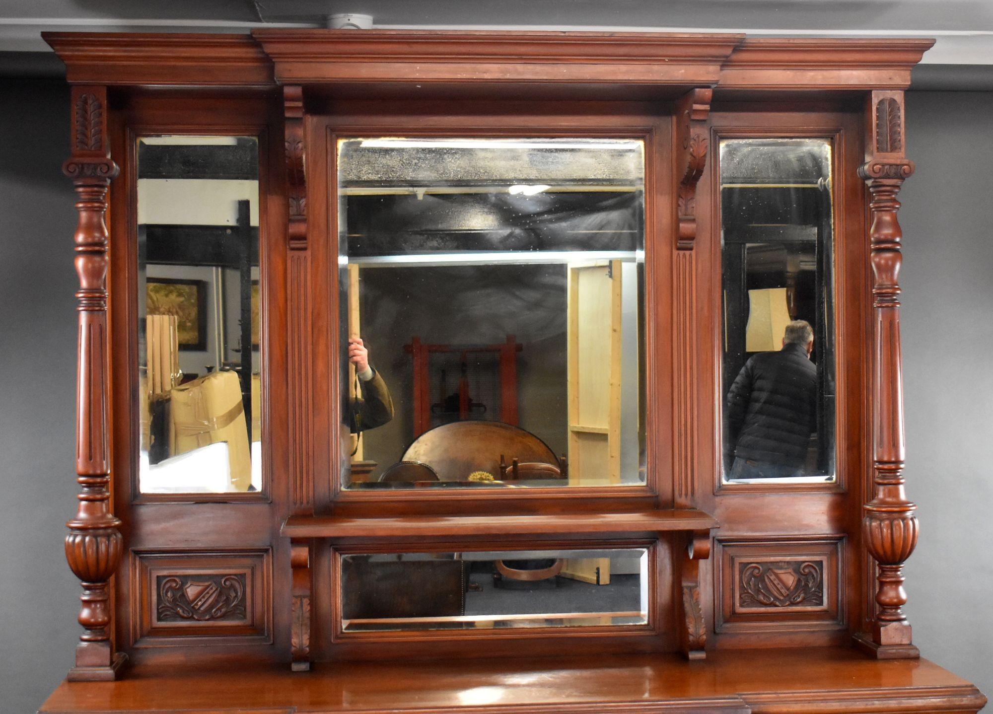 For sale is a good quality Victorian walnut mirror back sideboard, remaining in very good condition for its age.
Width: 185cm Depth: 62cm Height: 244cm